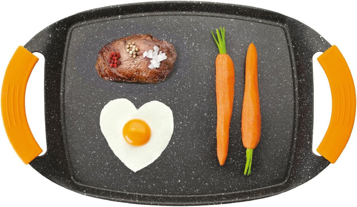 IBILI Grill PLANCHA Basic Stone 47X28,50 cm, Stainless Steel, schwarz/orange, 35 cm 47 x 29 cms, 47
