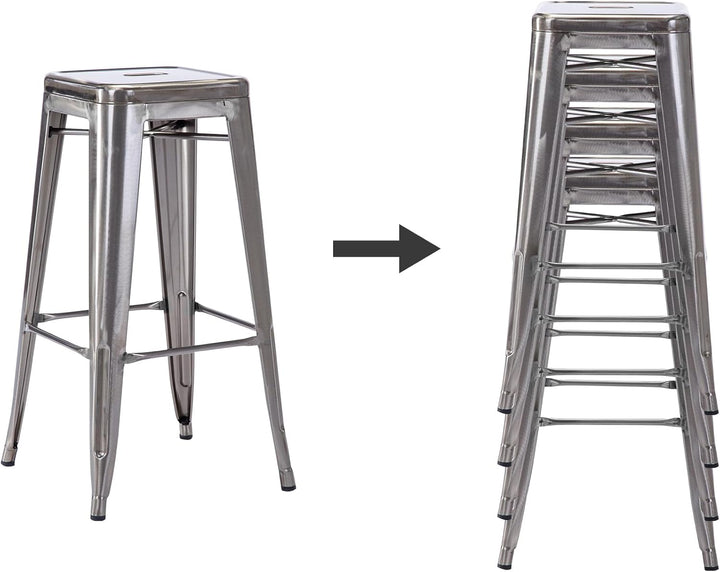Duhome Barhocker Eisen Barstuhl, Sitzhöhe 76cm Tresenhocker, Stapelbar Metall Bistrohocker mit Fusss