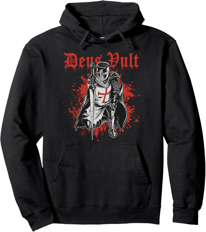 Deus Vult Kreuzritter Tempelritter Mittelalter Pullover Hoodie