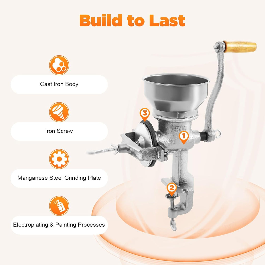 Manuelle Getreidemühle, Manuelle Flockenquetsche Gusseisen Grain Mill Kaffeemühlen, Grosse Öffnung 1