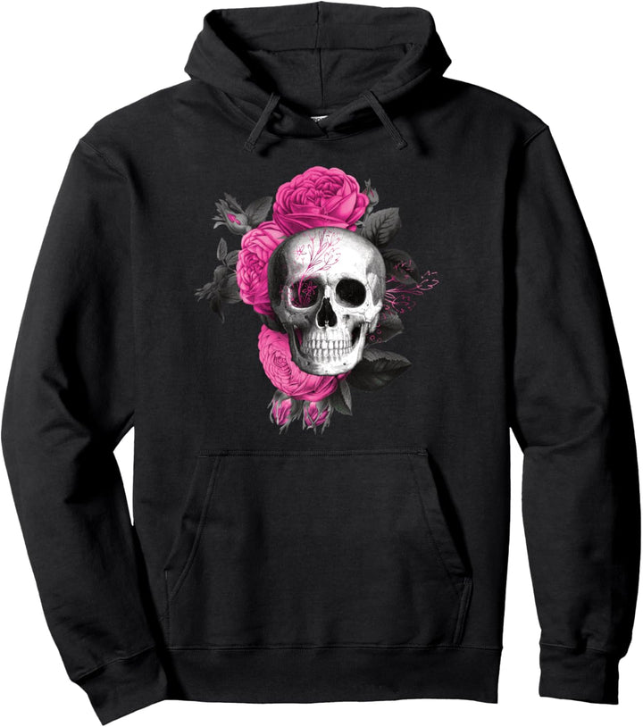 Totenkopf mit Blumen - Gothic Elegance Pullover Hoodie