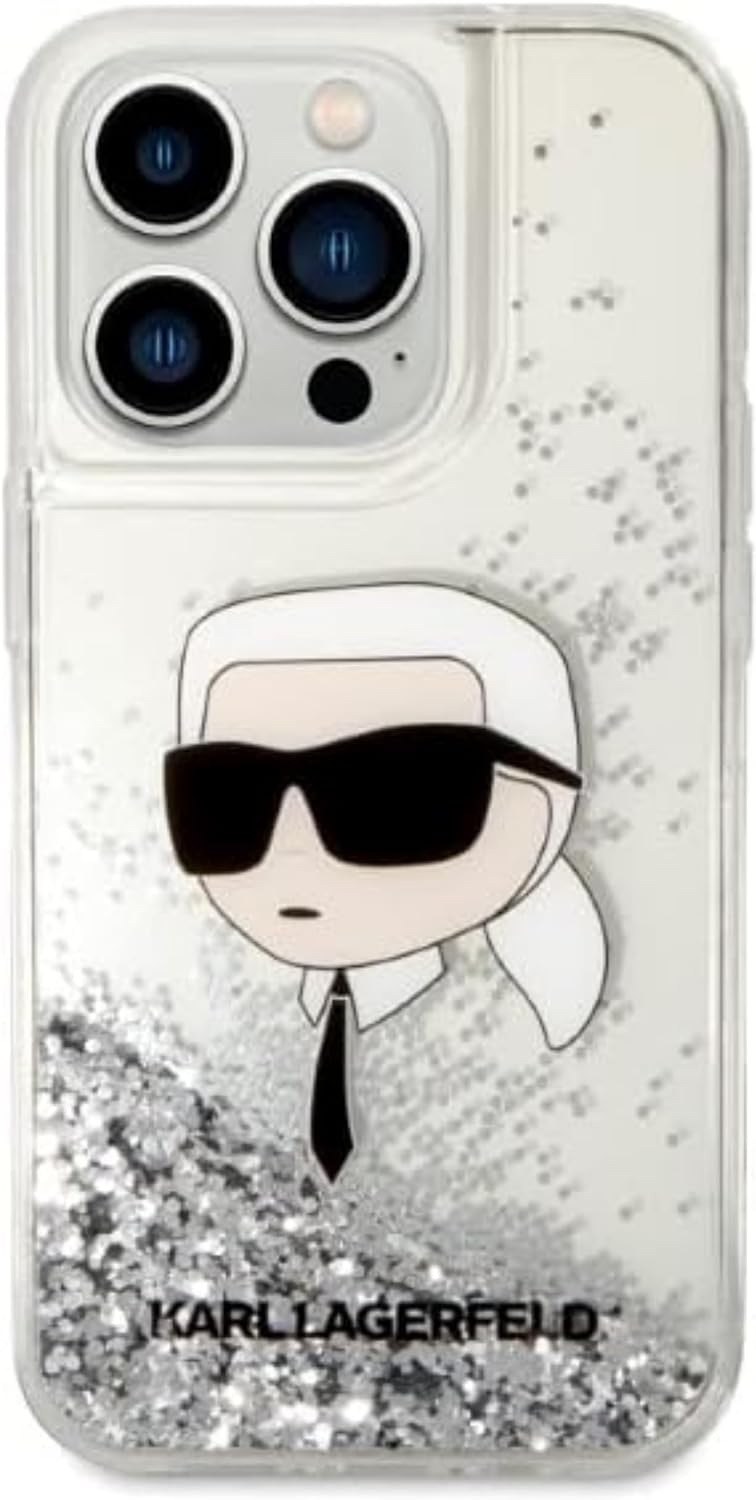 KARL LAGERFELD KLHCP14LLNKHCH Hülle für iPhone 14 Pro 6,1" Silber hardcase Glitt
