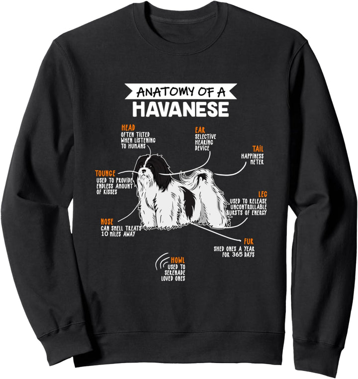 Anatomie Eines Havaneser Lustiges Hunde Herrchen Frauchen Sweatshirt