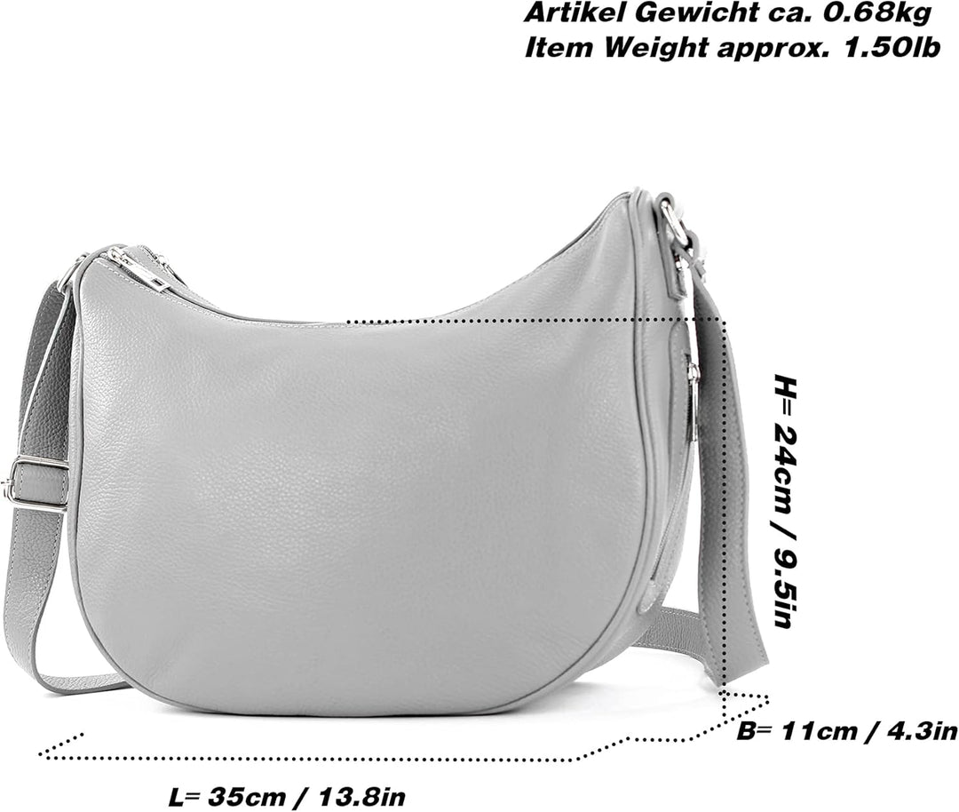 modamoda de - T222 - ital. Umhängetasche Schultertasche aus Leder Camel, Camel