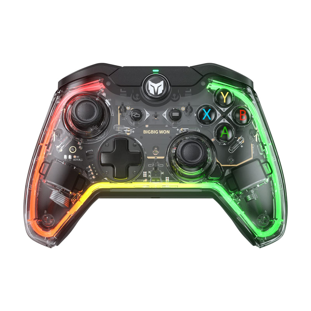 Black Shark Wired Controller, BIGBIG WON Rainbow Lite PC Controllers for Gaming RGB Light, Custom Bu