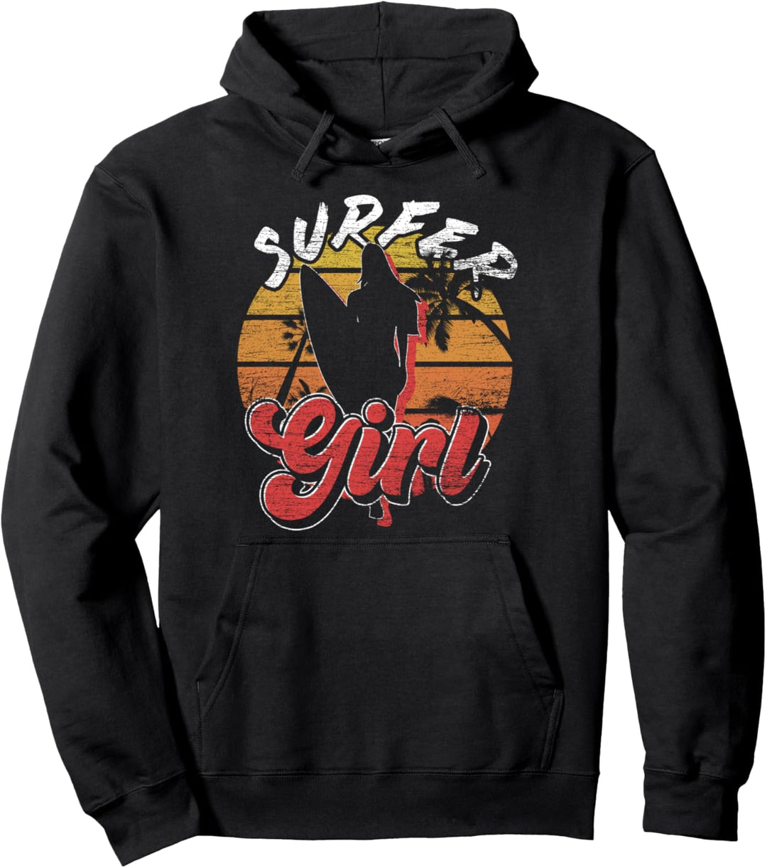 Surfer Mädchen Surfen Wassersport Sommerurlaub Surfing Pullover Hoodie