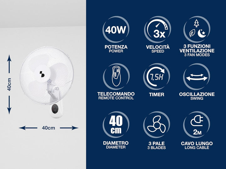 BEPER P206VEN600 Wandventilator - Wandventilator mit Fernbedienung und Timer