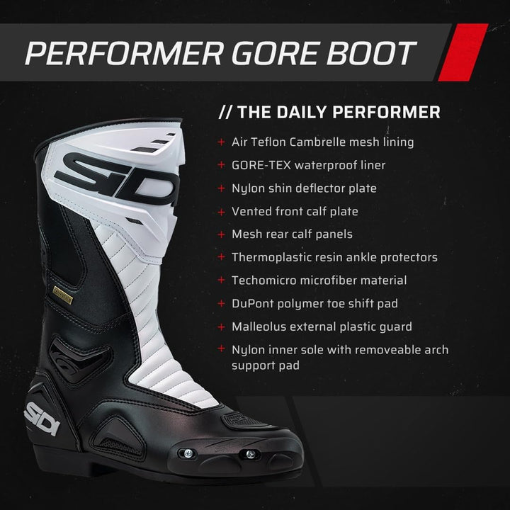 Sidi Vperformergo Herren Performer Gore 47.5 EU Weiss Schwarz, 47.5 EU Weiss Schwarz
