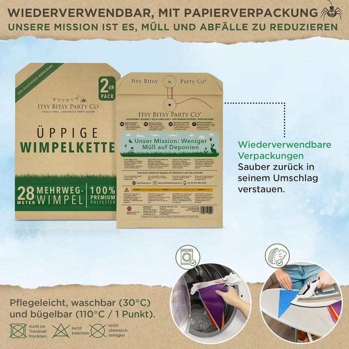 Premium Wiederverwendbare Wimpelkette Outdoor Wetterfest - wasserdichte Stoff Girlande Outdoor Banne