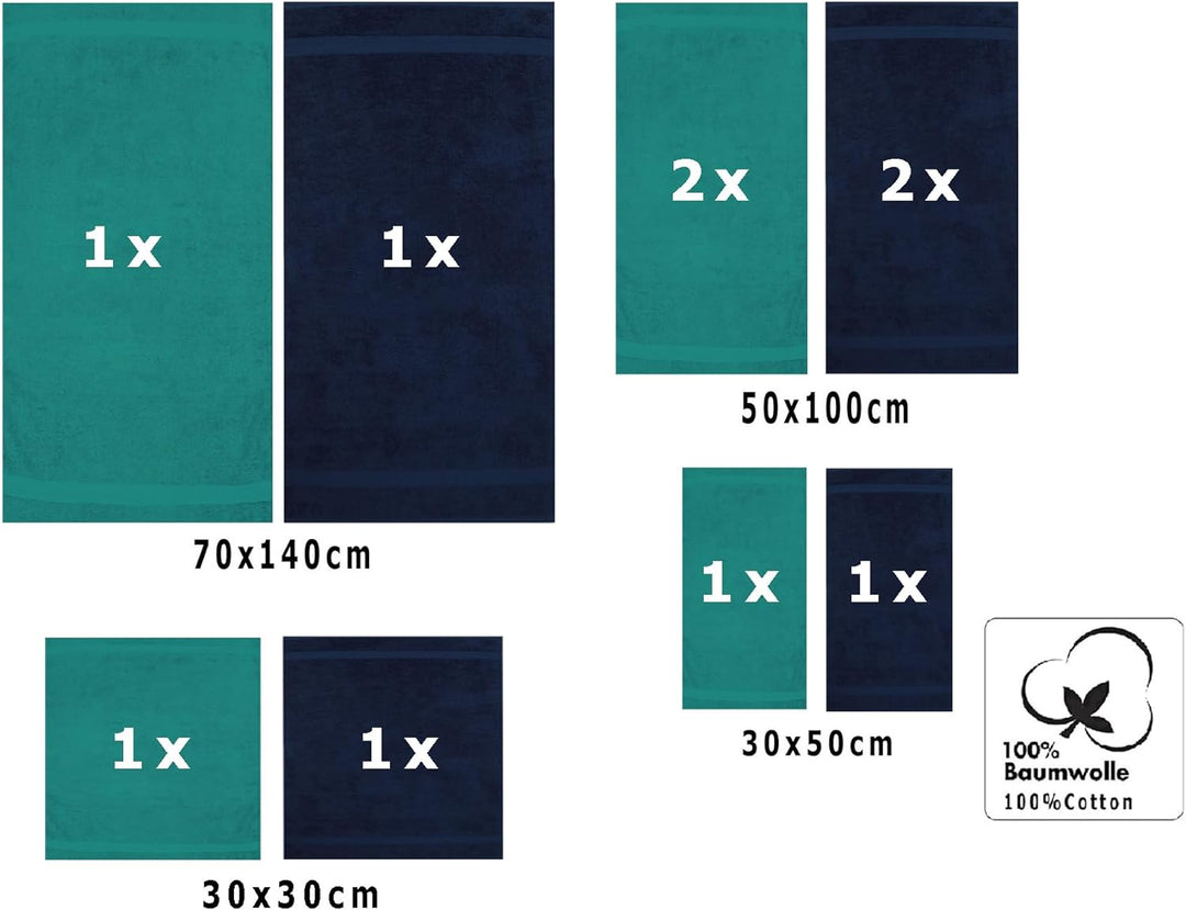 Betz 10-TLG. Handtuch-Set Classic 100% Baumwolle 2 Duschtücher 4 Handtücher 2 Gästetücher 2 Seiftüch