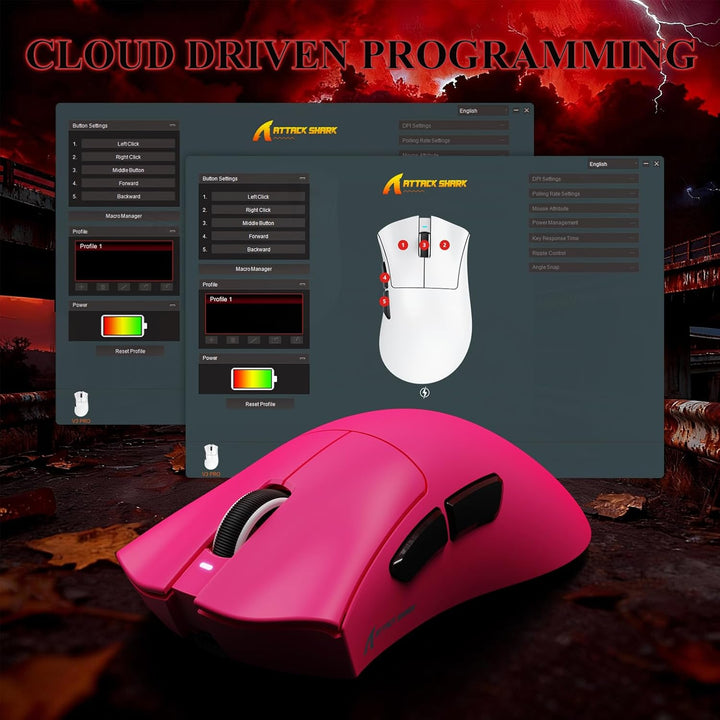 MAMBASNAKE x ATTACK SHARK V3PRO Kabellose Gaming-Maus mit Magnetischer Ladestation, PAW3311-Sensor,
