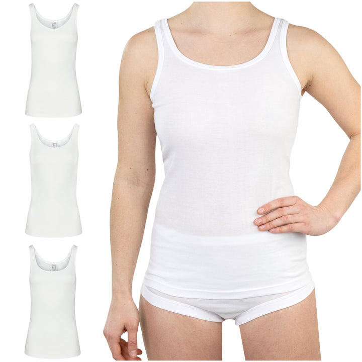 SES Unterhemden Damen 3er-Pack aus 100% Baumwolle/Unterhemd Damen mit weicher Feinripp-Qualität/Unte
