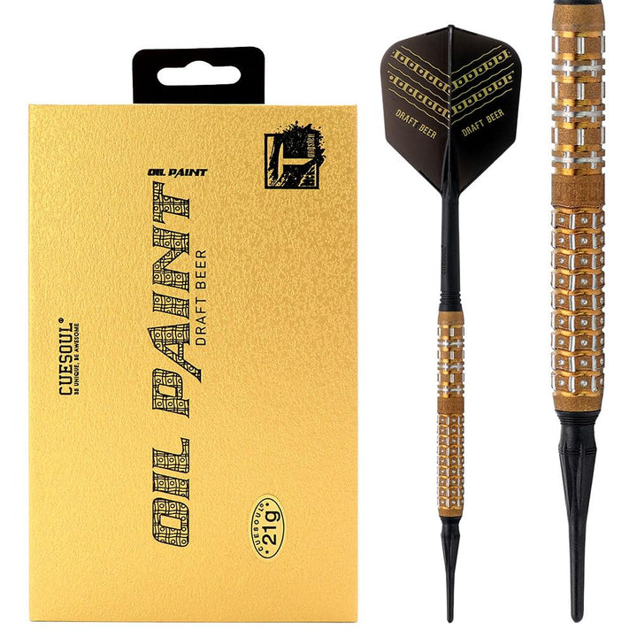 CUESOUL Soft Tip 90% Tungsten Dart Set mit Ölfarbe Finish und ROST Flights 21g fassbier, 21g fassbie