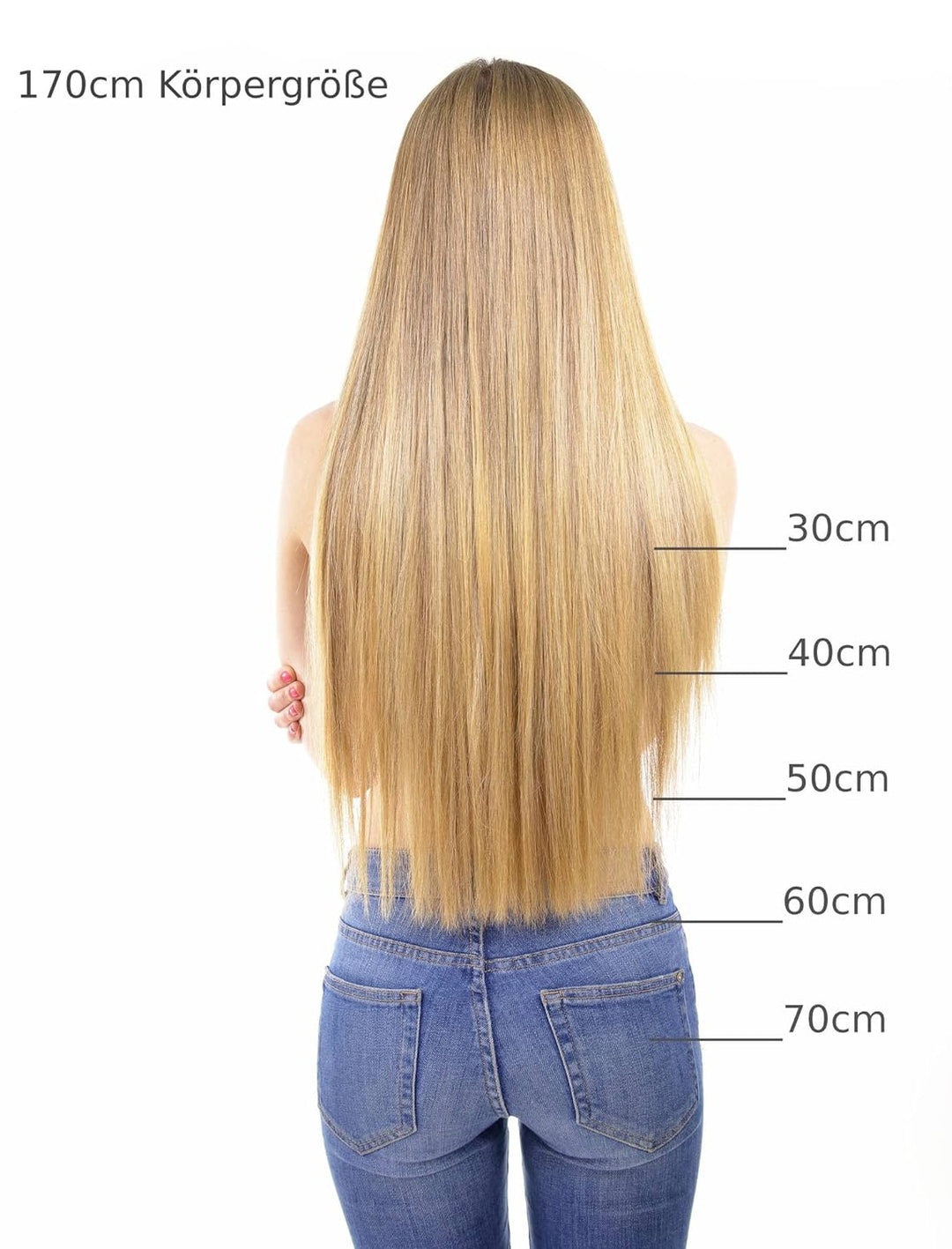 hair2heart Invisible Tape Extensions Echthaar Premium - 10 Tapes 60cm 4/77 mittelbraun braun-intensi