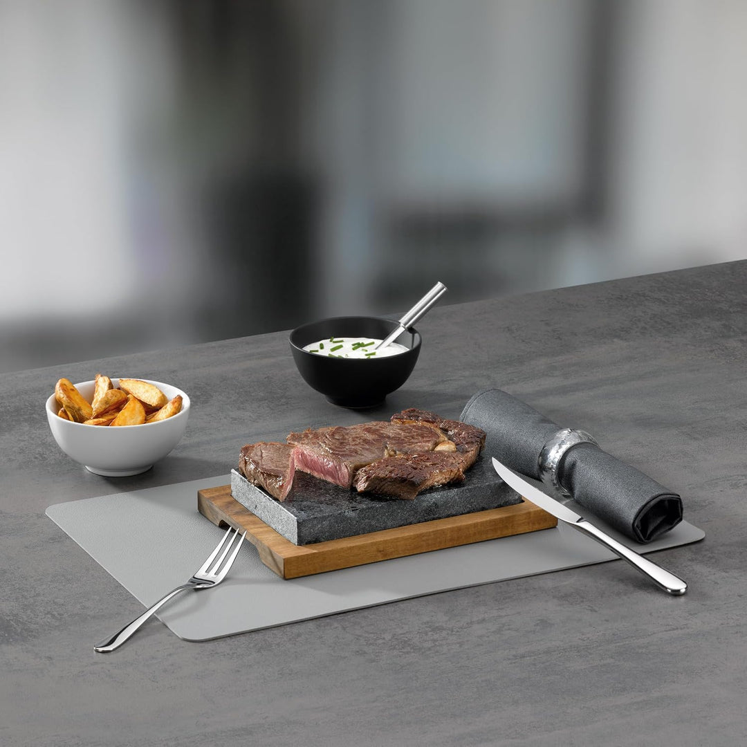 kela Heisser Stein mit Servierplatte, Steingrill, Lavastein Steakbrett 24 x 16 x 4 cm, Hot Stone Gri