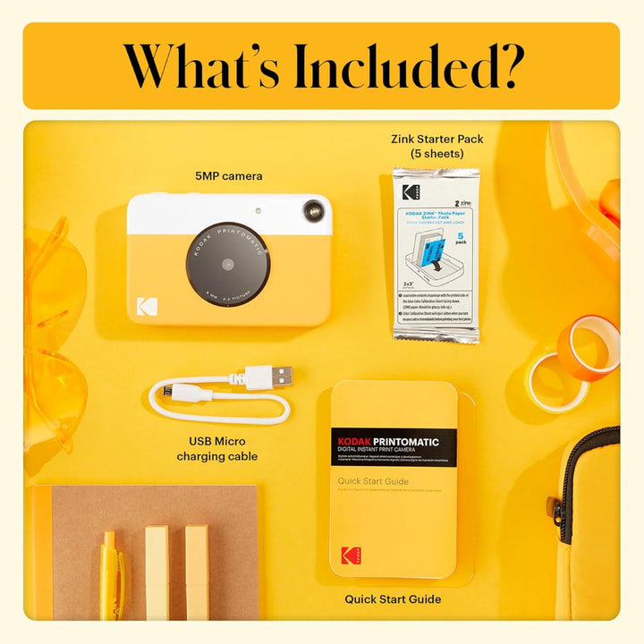 KODAK Printomatic Vollfarb-Sofortdruckkamera-Starterpaket + Softcase + Zink-Fotopapier (20er-Pack) –
