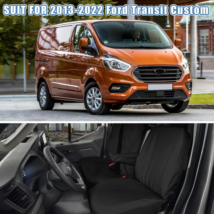 Soekodu Sitzbezüge kompatibel mit Ford Transit Custom 2013-2022 (3 Sitzer), 8er-Set Wasserdichter Vo