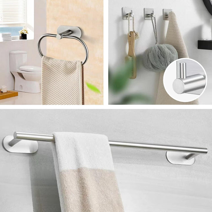 laimew 7 pcs Black Bathroom Accessory Set Silver