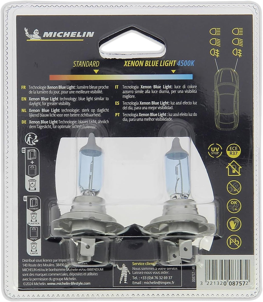 MICHELIN 008757 Blue Light 2 Leuchtmittel H7 12 V 55 W