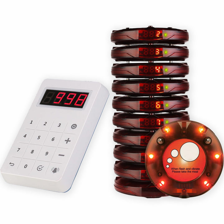 Retekess TD158 Pager System Mini Kundenrufsystem Touch Screen Ladeanzeige 10 Pagers