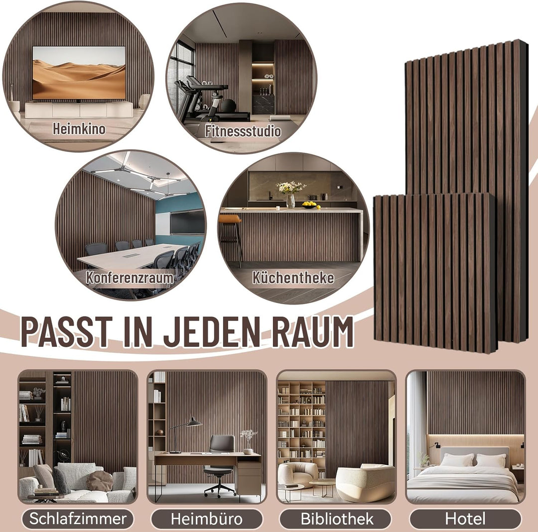 AKK-STAVE Akustikpaneele Holz 240x60 cm (2er-Set 2,88 m²) - Akustik Paneele & Holzpaneele Wand | Hol