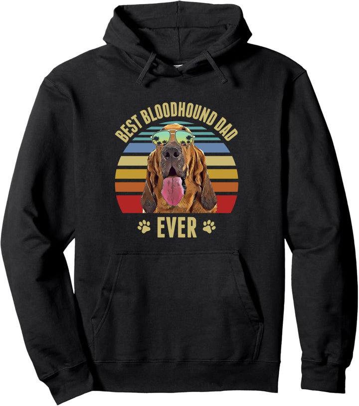 Bloodhound Best Dog Dad Ever Retro Sonnenuntergang Strand Vibe Pullover Hoodie