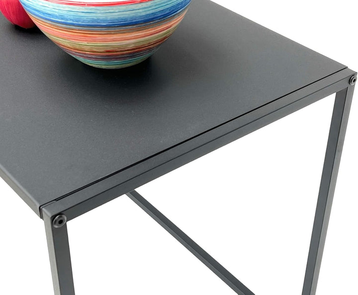 DanDiBo Couchtisch Schwarz Metall Eckig 110x50x40 cm Beistelltisch Wohnzimmer 96470 Tisch Sofatisch