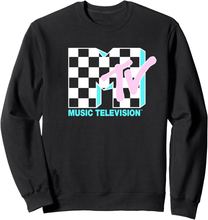 MTV Neon Checkered Logo Sweatshirt