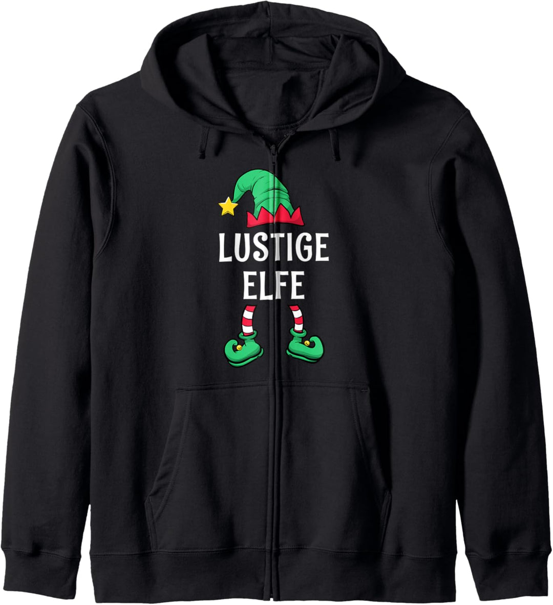 Lustige Elfe Partnerlook Familien Outfit Frauen Weihnachten Kapuzenjacke