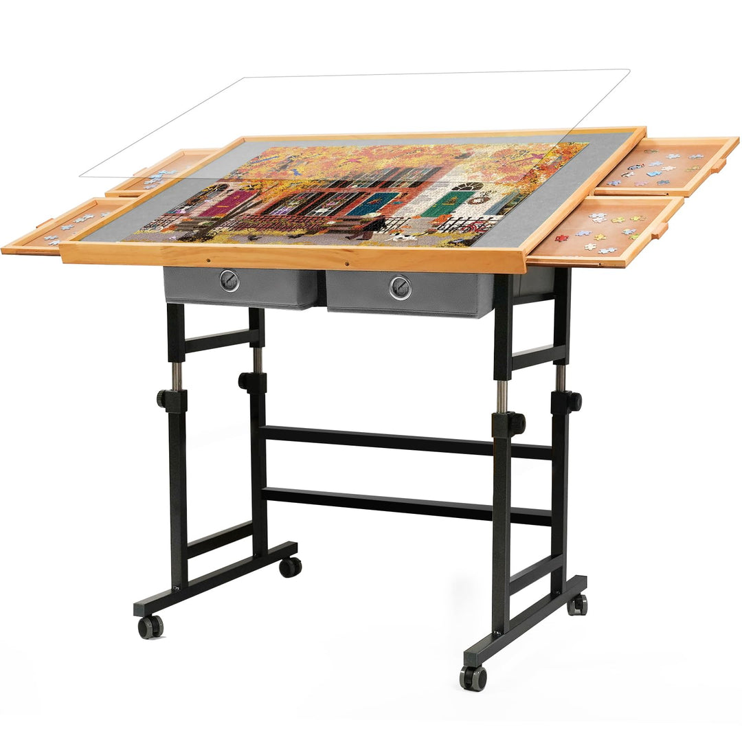1500 Teile verstellbare Jigsaw-Puzzleplatte für Erwachsene, 90 x 67 cm, Multifunktionale Puzzleplatt