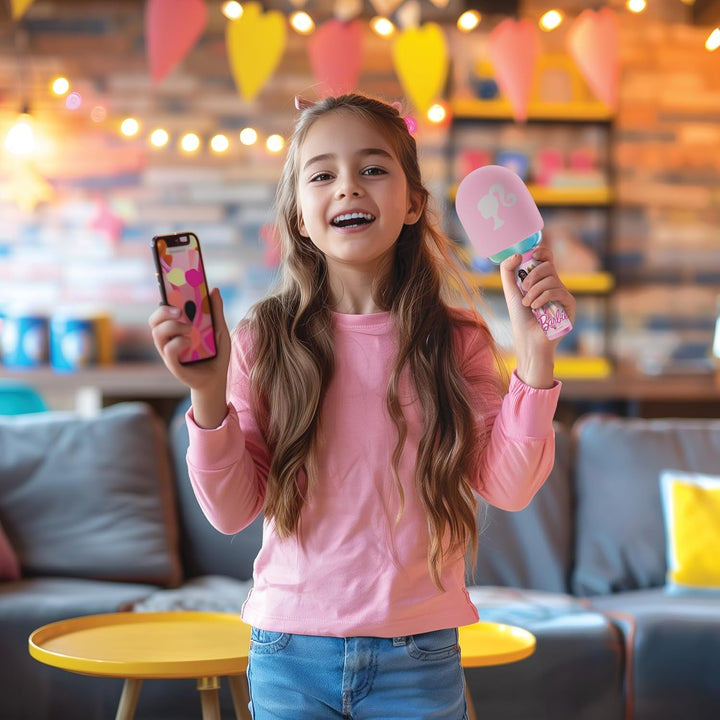 Lexibook, Barbie, Kabelloses Mikrofon mit Lautsprecher und Lichtern, 4 Stimmmodifikatoren, Mehrfarbi