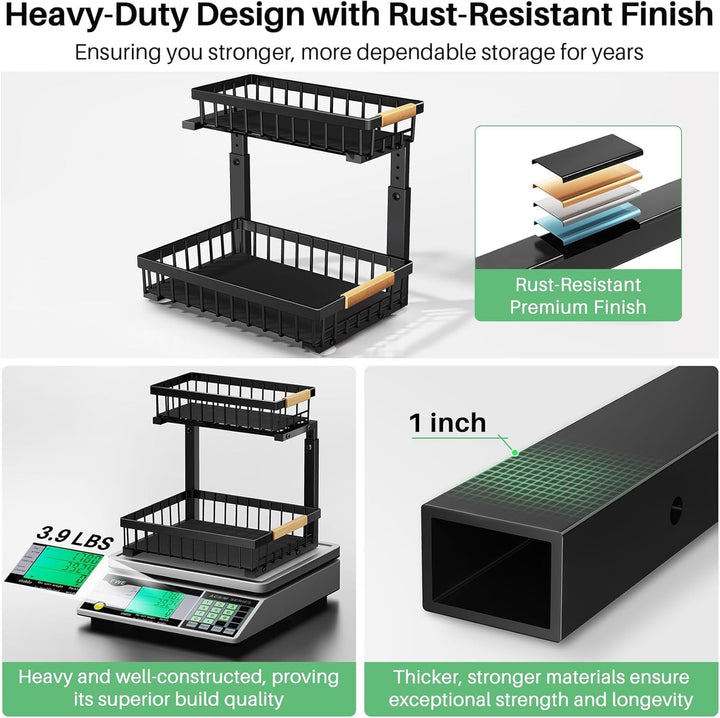 Kitstorack Metall Spülschrank Organizer, 2 Stück Unter Waschbecken Regal Organizer, 2-stufig Herausg