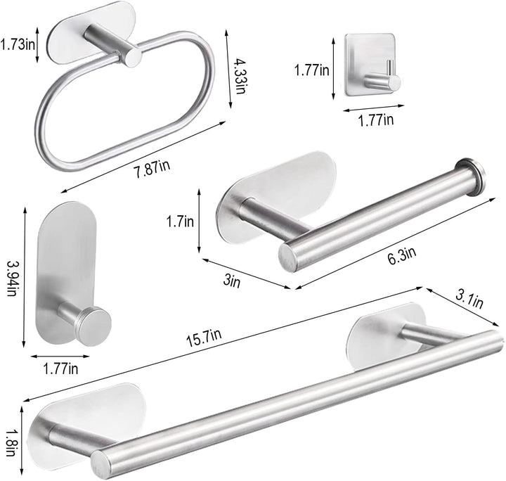 laimew 7 pcs Black Bathroom Accessory Set Silver