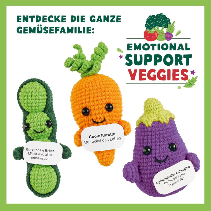 Emotional Support Veggies Häkelset Aubergine: Anleitung, Misch-Garn in 2 Farben, Stickgarn, Füllwatt