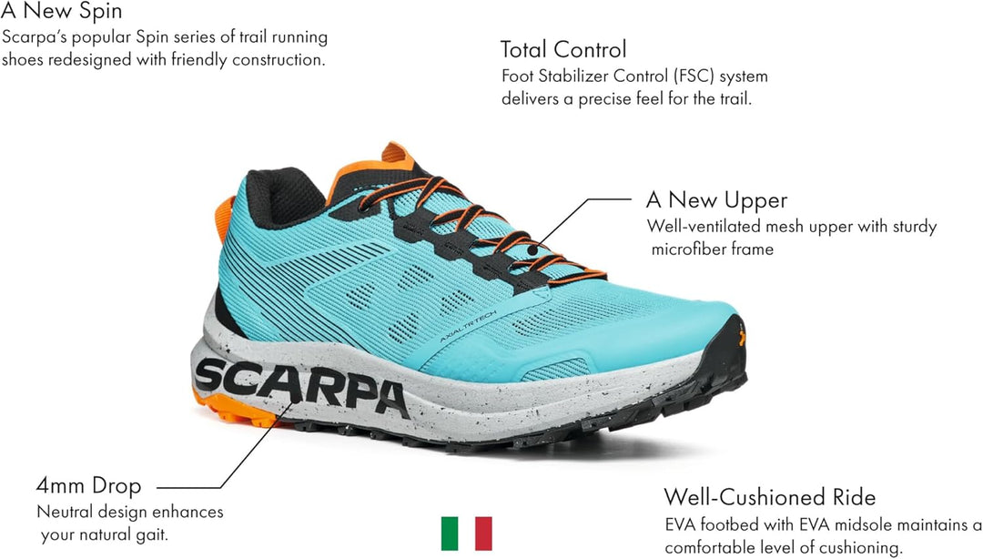 Scarpa Spin Planet Trail Uomo 44.5 EU Azure Black, 44.5 EU Azure Black