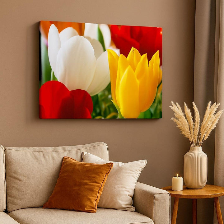 Bilder auf Leinwand 100x70cm Leinwandbild Tulpen Vase Blumenstrauss Gross Wanddeko Bild Schlafzimmer