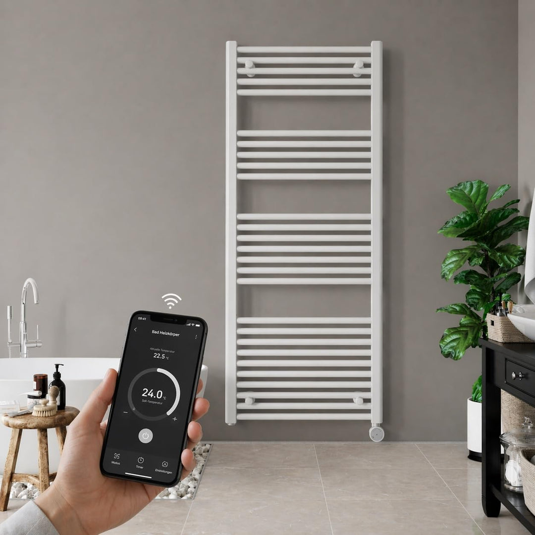 anapont elektrischer Badheizkörper 1775x400 - WiFi APP -weiss gerade - Handtuchheizkörper - Badheizu
