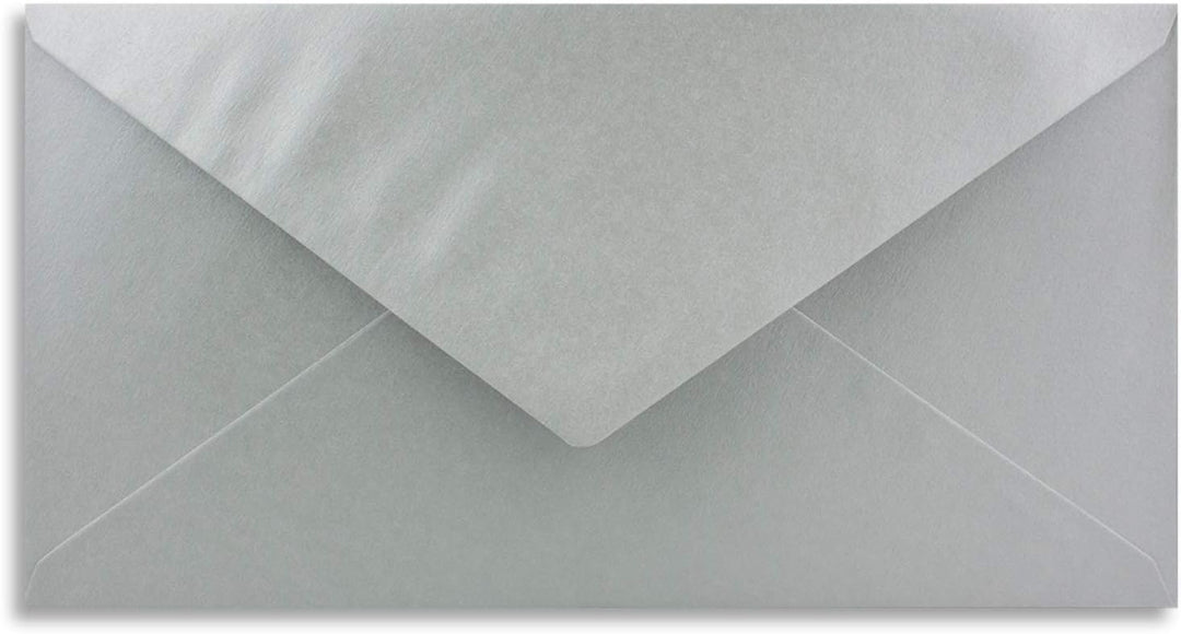 200 Brief-Umschläge Silber Metallic DIN Lang - 110 x 220 mm (11 x 22 cm) - Nassklebung ohne Fenster