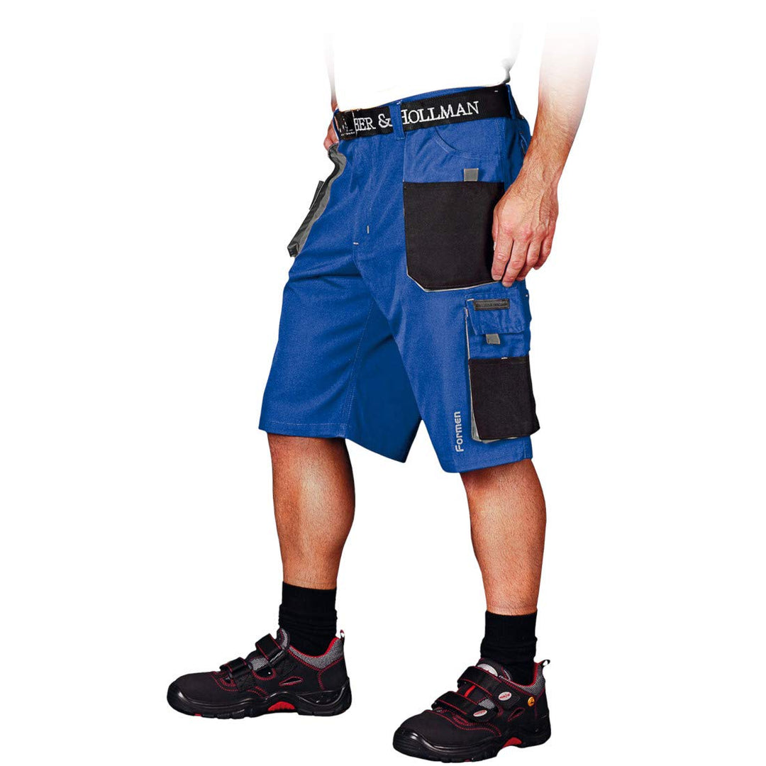 Leber&Hollman Kurze Arbeitshose Sicherheitshose Schutzhose Hose NEU (LH-FMN-TS-ZBS) M Blau-schwarz-g