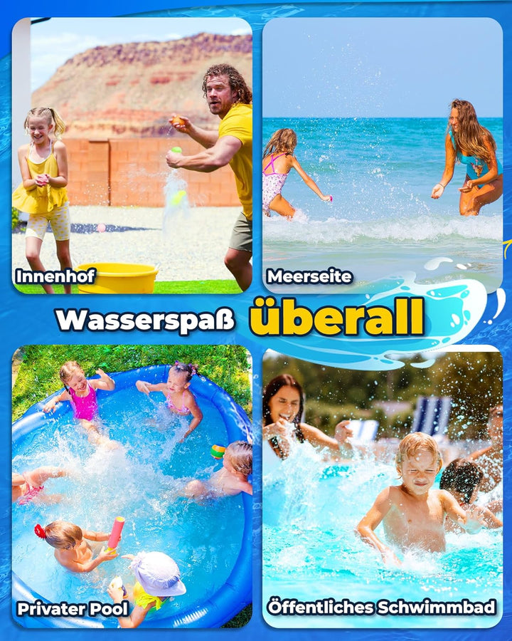 Wasserbomben Wiederverwendbar 12 Stück, Magnetisch Selbstschliessend, Wiederbefüllbare Wasserbomben