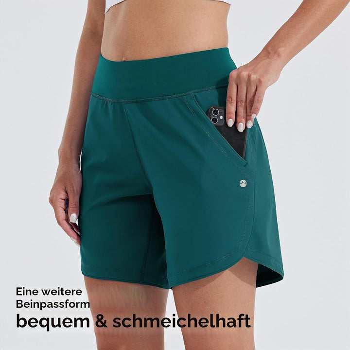 WILLIT Damen 7" Badeshorts Schwimmen Boardshorts Badehose Schnell Trocknend Bikini Shorts High Waist