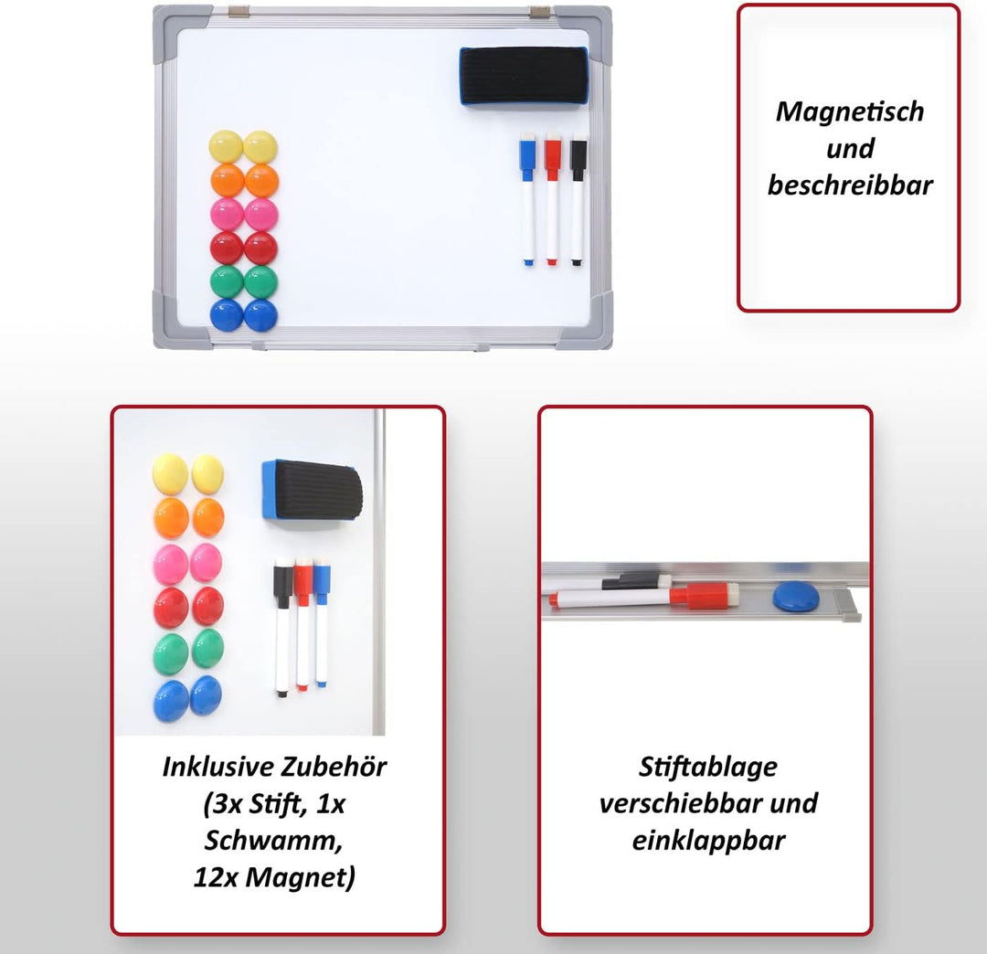 Whiteboard HWC-C84, Magnettafel Memoboard Pinnwand, inkl. Zubehör - 60x45cm 45 x 60 x 2 cm 60x45cm,