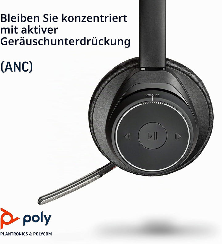 Poly - Voyager Focus UC (Plantronics) - Bluetooth Dual-Ear (Stereo) Headset mit Bügelmikrofon - USB-