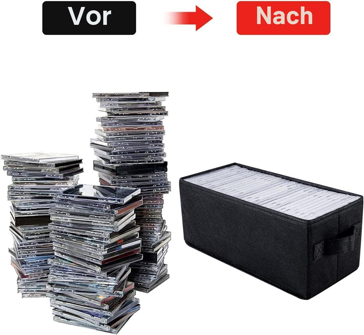UENTIP CD Aufbewahrungsbox – 4 CD Boxes – 33,5 x 15 x 13,5 cm, Behälter für 30 CDs in vollen Schmuck