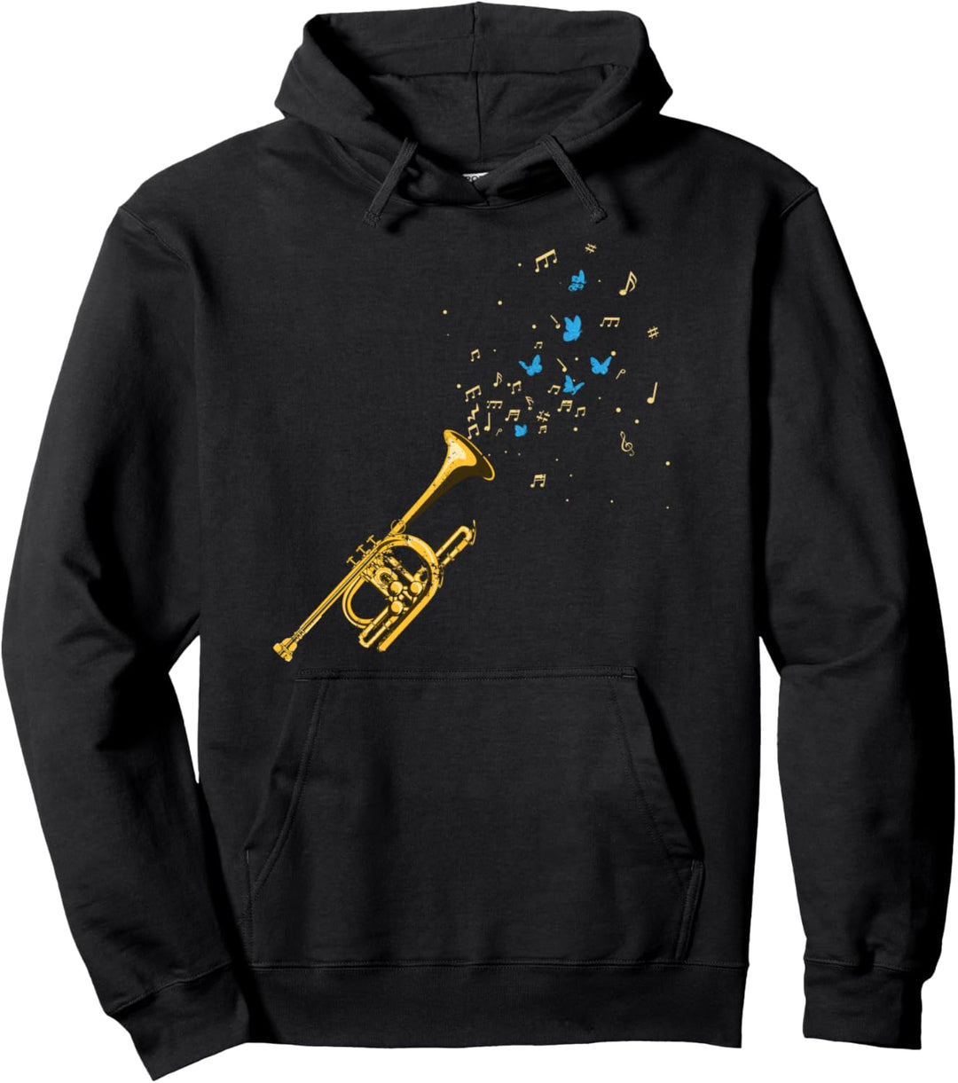 Schmetterling Jazz Musiker Geschenk Tiermotiv Trompete Pullover Hoodie