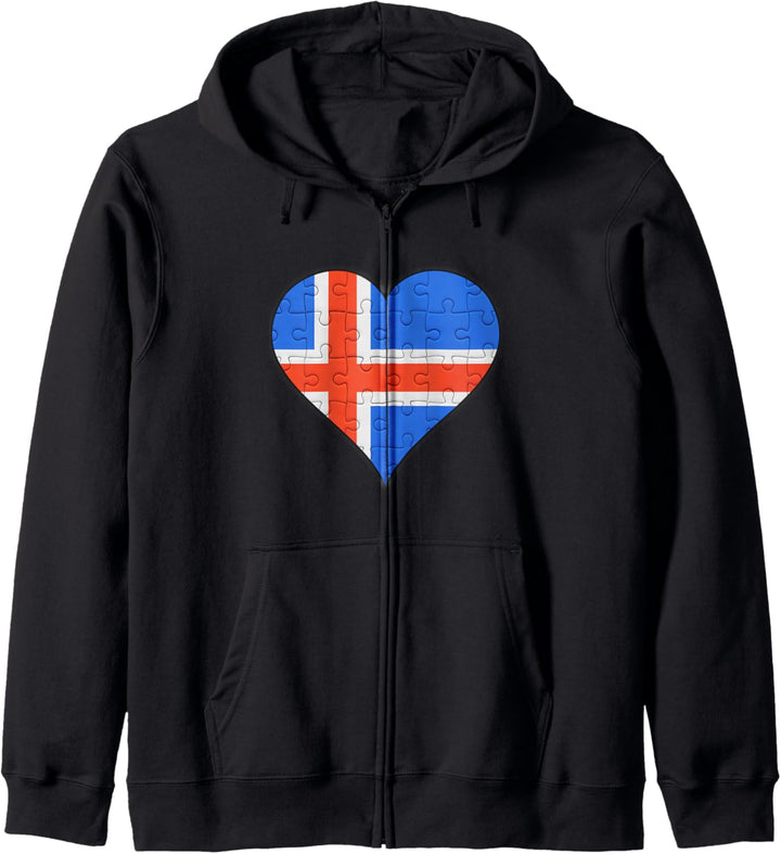 Island Islandische Flagge Herz Kapuzenjacke