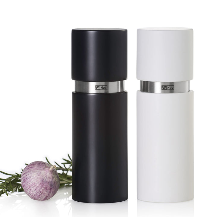 AdHoc MP420 Set Pfeffer- und Salzmühle Textura, CeraCut® Keramik Mahlwerk, Buchenholz lackiert, blac