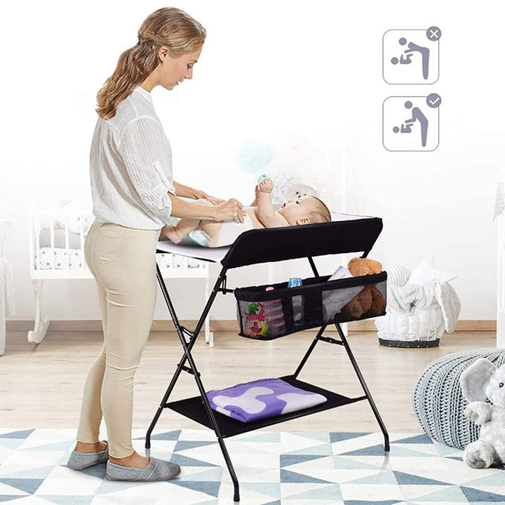mobiler Wickeltisch mit Wickelaufsatz, Wickelkommode klappbar höhenverstellbar, Wickelkombi mit Sich