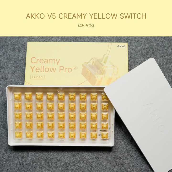 Akko V5 Creamy Yellow Tastaturschalter mit LED-Diffusor für mechanische Gaming-Tastaturen, 5-Pin, 50