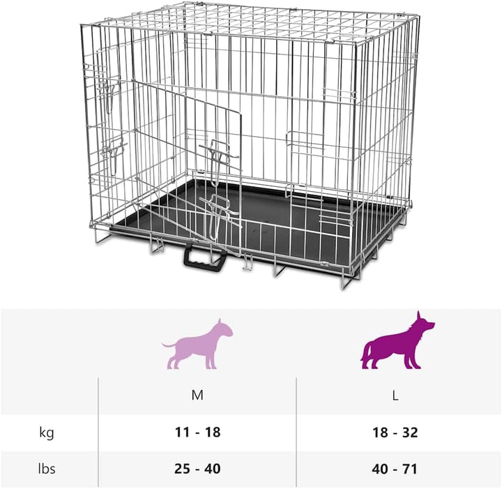 Faltbare Hundebox Metall L mit 2 Türen, Stabiler galvanisierter Stahlrahmen, kompakte Faltbare Trans